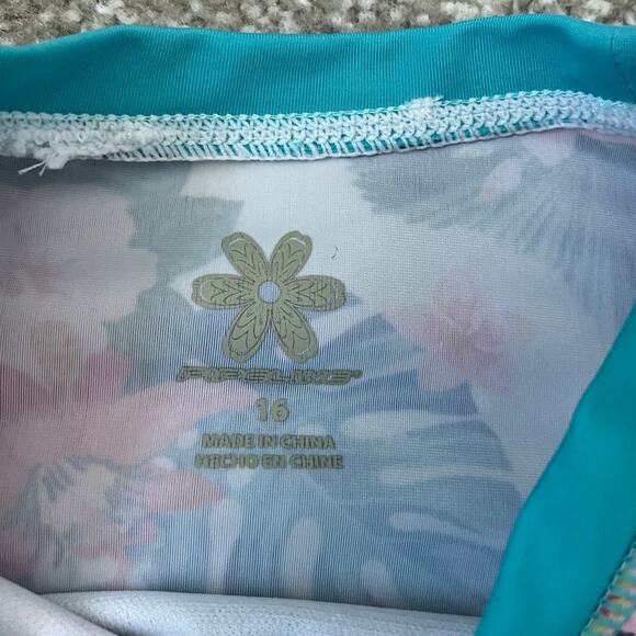 Pipeline Floral Rashguard Swim Shirt Stretchy UPF Pool Beach Girls Size 16 - Picture 4 of 9